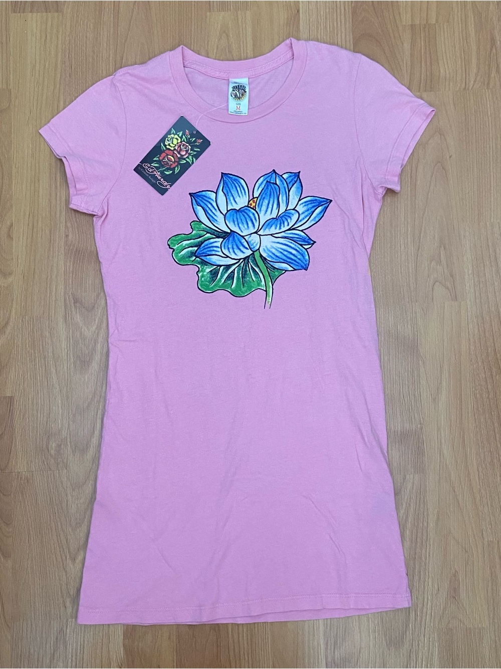 NWT Ed Hardy Blue Lotus Vintage Y2K Long T-Shirt Women’s Medium